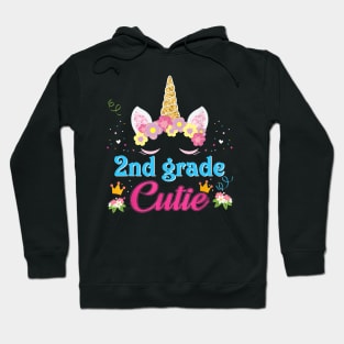 2nd Grade Cutie Magical Unicorn Girl Kid Back To School Hoodie